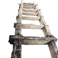 Fototapeta premium Rustic Wooden Ladder A weathered climb to the top