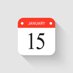 Vector icon page day calendar - 15 January month