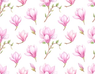 Delicate magnolia flowers on a white background