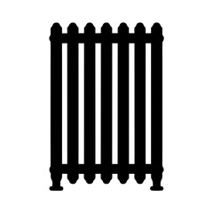 Silhouette of an antique cast iron radiator with multiple vertical sections