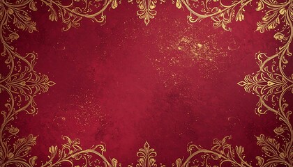 Ornate gold frame on deep red