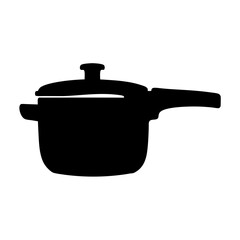 Black silhouette of a pressure cooker appliance used for cooking food quickly