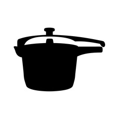 Black and White Silhouette of a Pressure Cooker for Fast Food Cooking