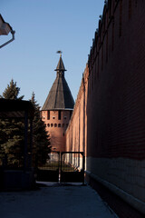 Kremlin wall in Tula, Russia. View from the street.