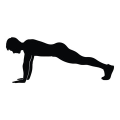 Silhouette of a person performing a plank exercise for fitness and strength training silhouette