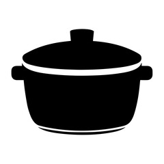 Simple Silhouette of a Cooking Pot with Lid and Handles Isolated