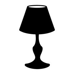Elegant Black Silhouette of a Classic Table Lamp with Flared Shade