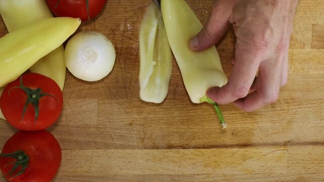 Paprika Pepper Slice Dicing Close Up