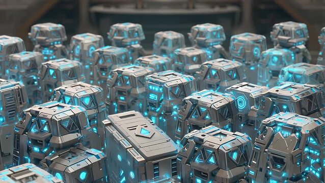 digital artistic interpretation depicting vast assemblage of advanced theoretical computing systems utilizing quantum mechanical phenomena for operation, rendered in three dimensions