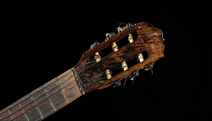 Close-up of weathered guitar headstock