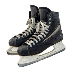Ice Hockey Skates: Professional Grade, Black Leather, Winter Sports Equipment on transparent background