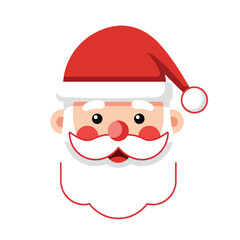 Santa Claus face with red hat and white beard