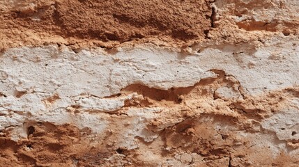 Fototapeta premium Weathered brick wall showing textures and earthy colors in bright natural light
