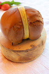 Cheese collection, smoked yellow italian scamorza cheese