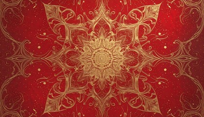 Ornate gold mandala on crimson background