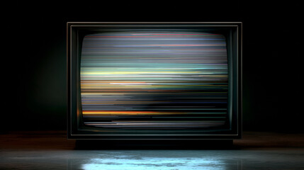 Retro Television Displaying Abstract Colorful Distortions

