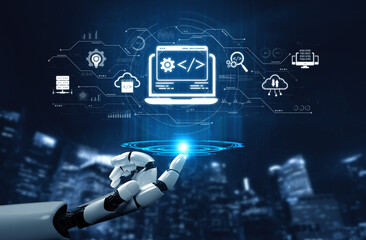 AI streamlines web development with smart coding tools, interface automation, and futuristic design systems for building efficient online platforms. Artificial intelligence spline