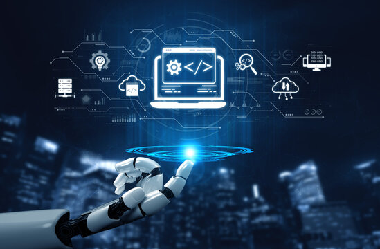 AI streamlines web development with smart coding tools, interface automation, and futuristic design systems for building efficient online platforms. Artificial intelligence spline