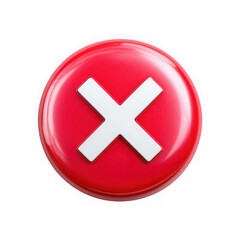 Obraz premium Glossy red circle with white cross symbol isolated on transparent background