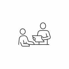 person presenting document icon sign vector