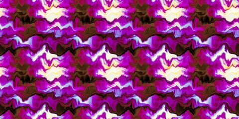 Fototapeta premium Moody ombre blur tie dye effect seamless border pattern. Wavy liquid paint flow banner edging background in bold hippy style. Striped wash tape textur for continuous design.