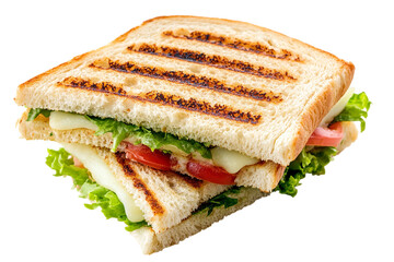 Delicious toasted cheese sandwich with fresh lettuce and tomato isolated deliciously