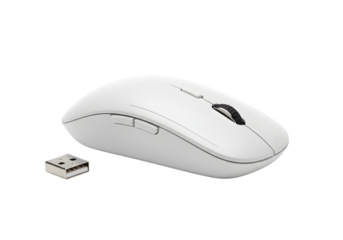 Sleek white Ergonomic Computer Mouse Isolated on Transparent Background 