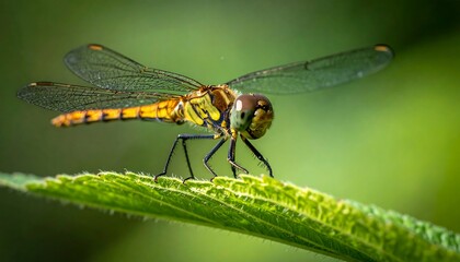 Close-up of a dragonfly on a leaf
