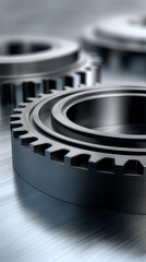 Close-Up of Precision Metal Gears with Industrial Mechanical Design
