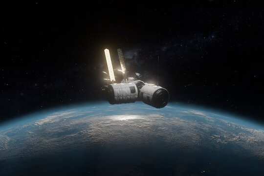 3D Satellite Above Earth