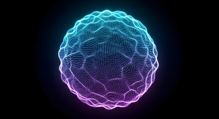 Luminescent Digital Sphere: An Abstract, Glowing Orb of Electric Blue and Purple Particles Against Infinite Darkness, Creating a Mesmerizing Technological Display!