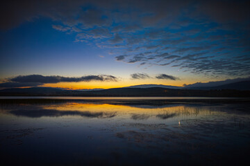 Sunrise Over Äkäslompolo Lake with Ylläs Fells in Lapland, Finland