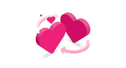 3d pink hearts with arrows on white background for romantic designs