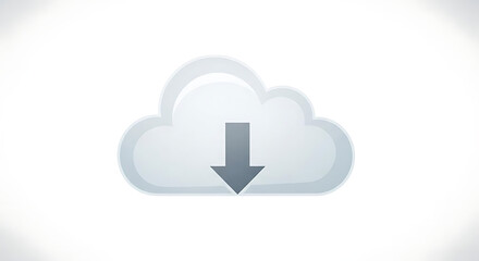A cloud with an arrow pointing downwards indicating a download on a white background image design ai generated
