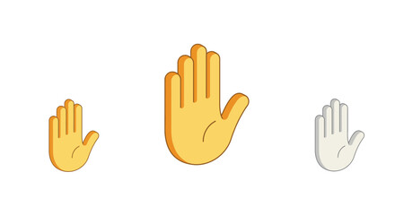 Emoji hands in different colors and sizes on a white background
