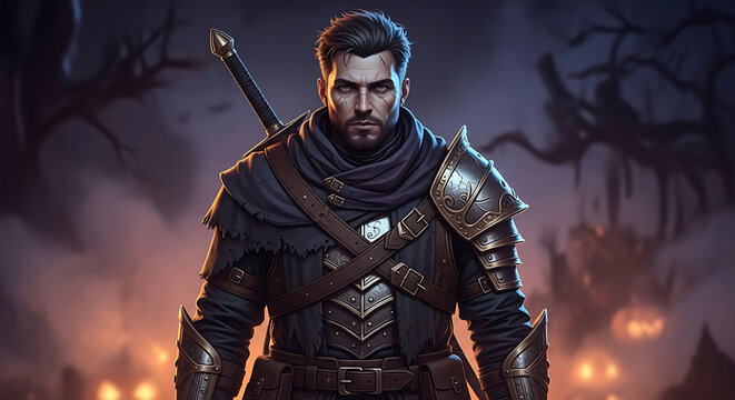 Halloween a valiant knight stands ready for battle, clad in shining armor, a protector of the realm, a symbol of courage and strength, a warrior of light