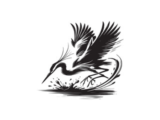 Crane Bird Running vector Illustration