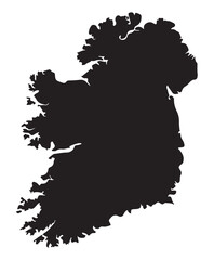 Ireland Map Silhouette Vector, Black Country Outline for Travel and Design Projects