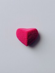 A vibrant heart-shaped makeup sponge rests on a smooth surface, ideal for beauty and cosmetic-related projects, advertisements, or tutorials showcasing makeup application techniques,
