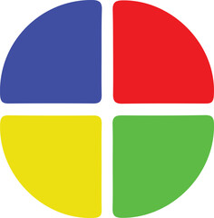 Fototapeta premium Abstract circular design featuring four quadrants in primary and secondary colors