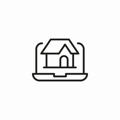 house on laptop icon sign vector