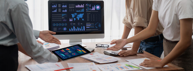 Business data dashboard provide business intelligence analytic for marketing strategy planning brisk with big data set to analyze customer demands and foreseeing business future