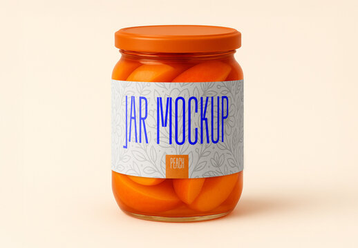 Peach Jar Mockup &mdash; Realistic Glass Packaging Template