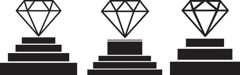 Three stacked geometric shapes with diamond silhouette