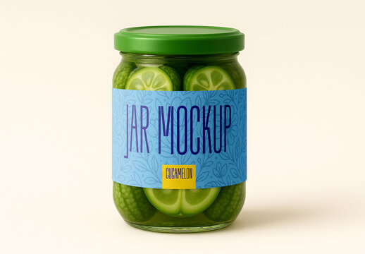 Wide Jar Mockup with Cucamelon Fruit Inside