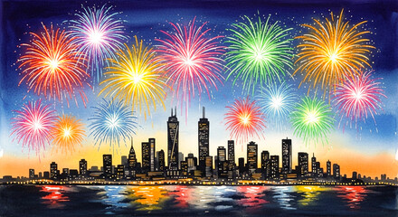 fireworks over the city