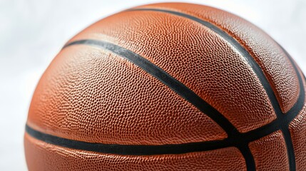 Obraz premium Close-Up View of Textured Basketball Surface with Black Stripes and Bright Lighting Highlighting Details