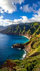 Coastal mountain range with turquoise bay