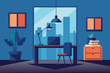 A cartoon illustration of an office background vector illustration