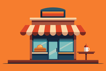 Obraz premium A cartoon illustration of a pancake shop vector illustration